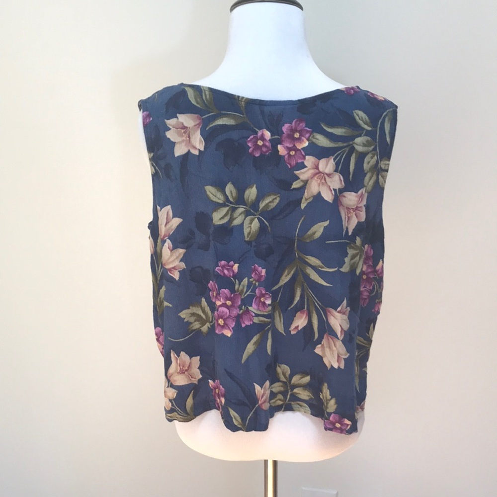 🎉3/$20 True 90s Vintage Tropical Floral Print Crop Top - Picture 4 of 8